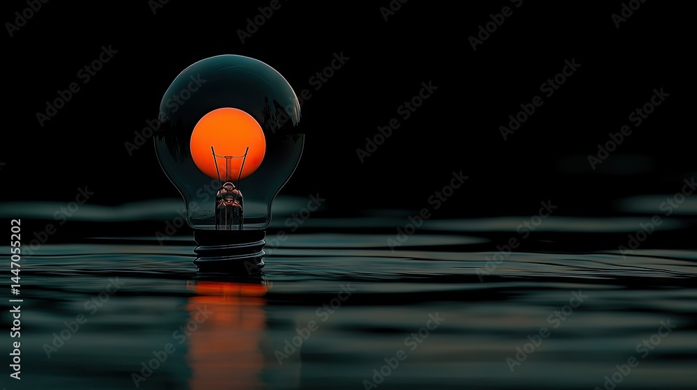 Poster a creative image of a lightbulb with an illuminated sun within