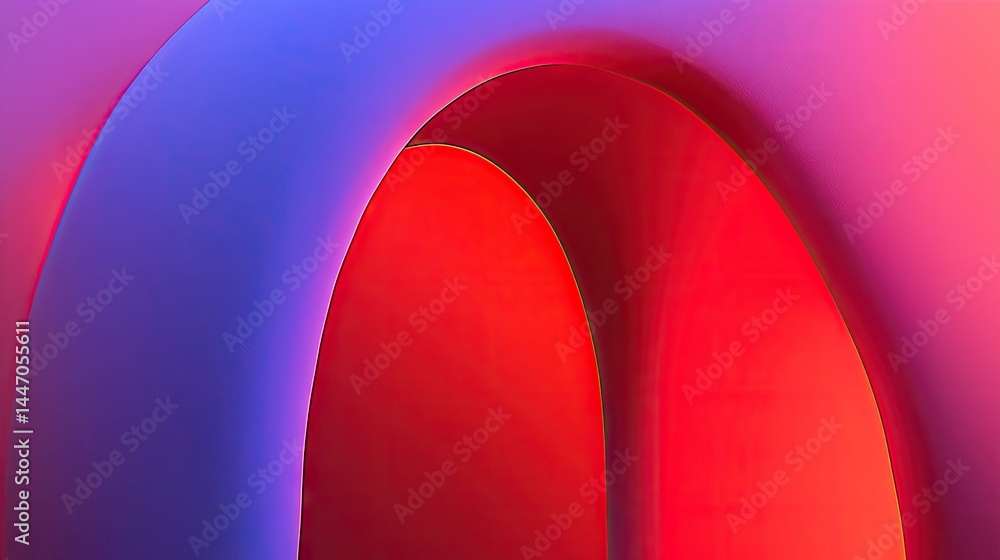 Poster abstract composition showcasing layers of colored curves and gradients elegantly