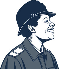 Police Caracter Vector Illustration With Happy Face In White Background