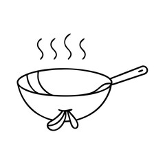 wok icon, wok line art - simple line art of wok, perfect for wok logos and icons