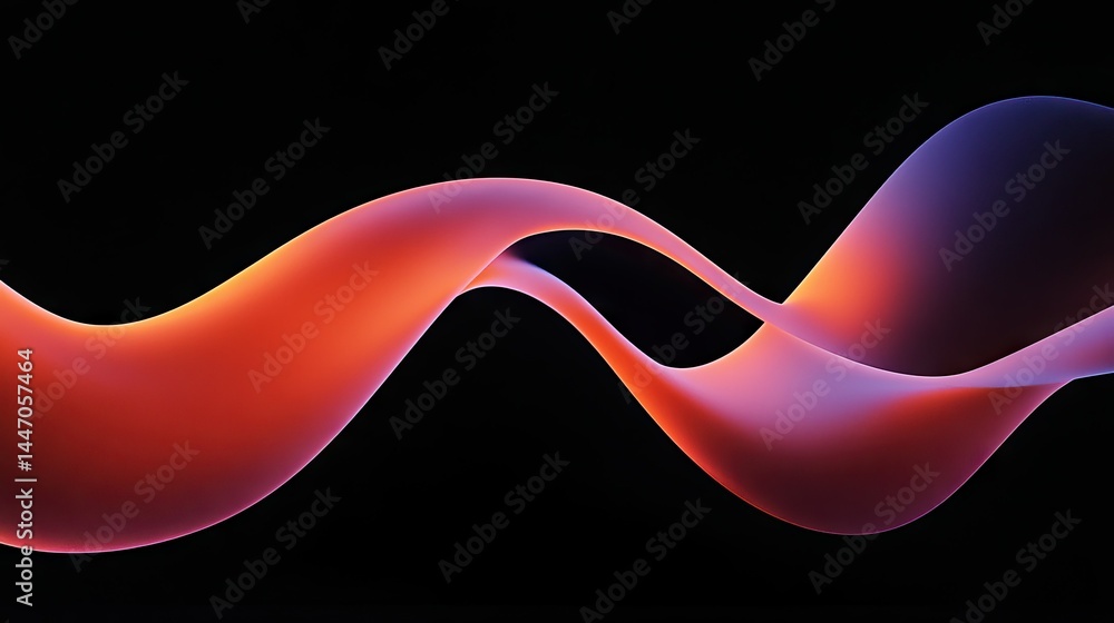 Poster abstract wavy form with vibrant gradients and a dark background