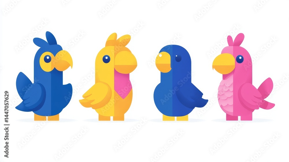 Aufkleber pixelated avian squad a cheerful flock of colorful birds in blocky pixel art style inviting playful 