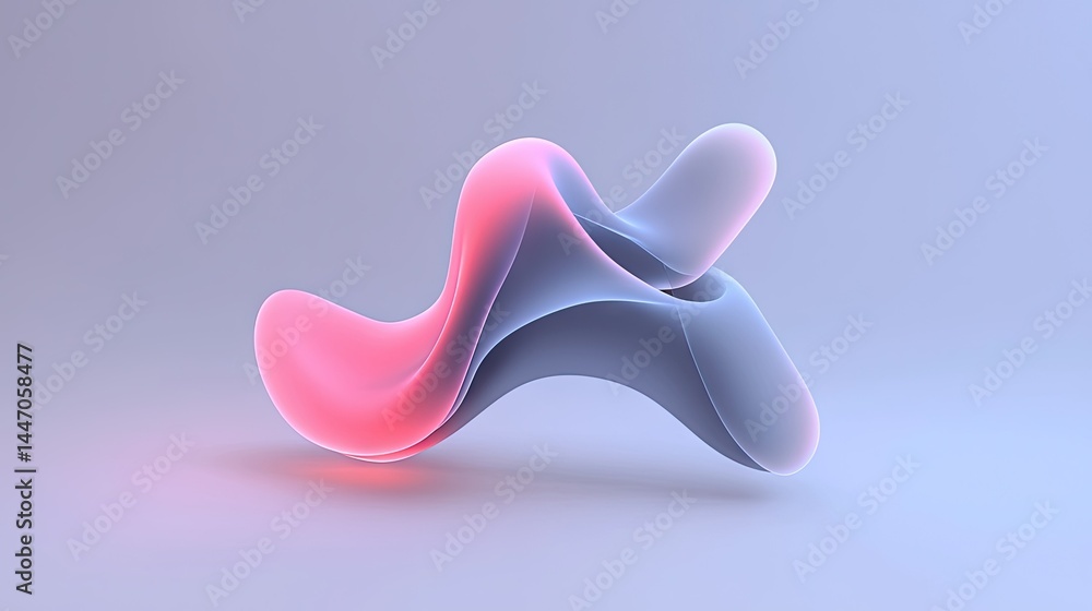 Poster an abstract rendered shape of flowing and glowing smooth colors