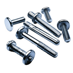 Illustration Of Assorted Metal Screws And Bolts Isolated On Black Background