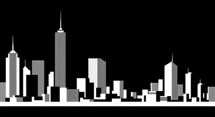 Fototapeta premium Modern City Skyline Urban Architecture Building Illustration Night Cityscape Metropolis