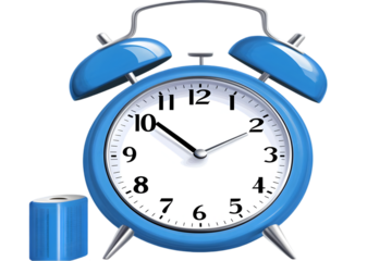 Illustration Of Blue Alarm Clock With Transparent Background