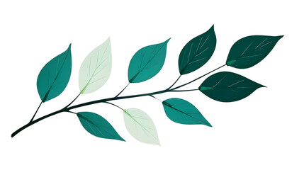 Fototapeta premium Illustration Of Branch With Teal And White Leaves On Isolated Transparent Background