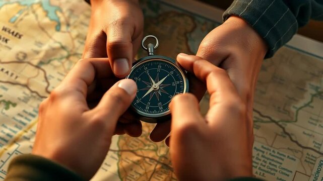 a person holding a compass in their hands