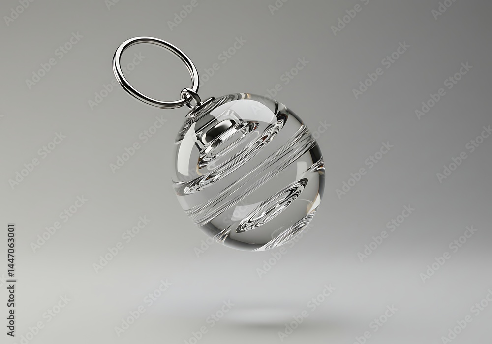 Poster elegant clear glass orb keychain with swirl pattern minimalist abstract object