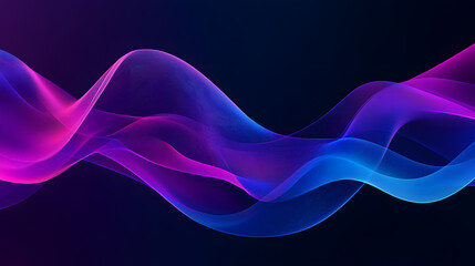 Abstract neon waves, vibrant colors, flowing lines, dark background.