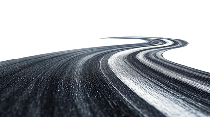 Fototapeta premium Empty asphalt highway winding on transparent background. PNG