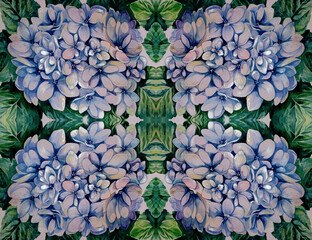 Soft blue hydrangea flowers seamless pattern 