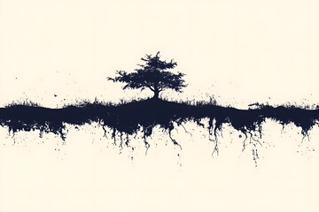 Lone tree on island, roots exposed