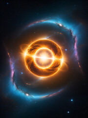 Fototapeta premium Spectacular view of a supernova outshining its host galaxy, cosmic phenomenon