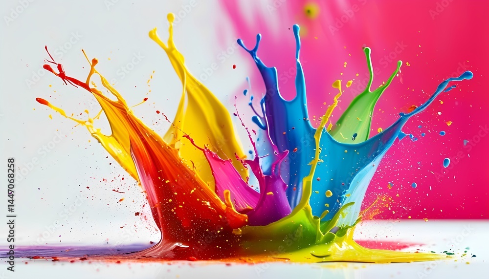 Poster vibrant splash of paint in studio colorful art creation dynamic environment close-up view creative e