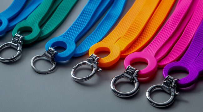 Colorful rubber running splash straps with metal rings