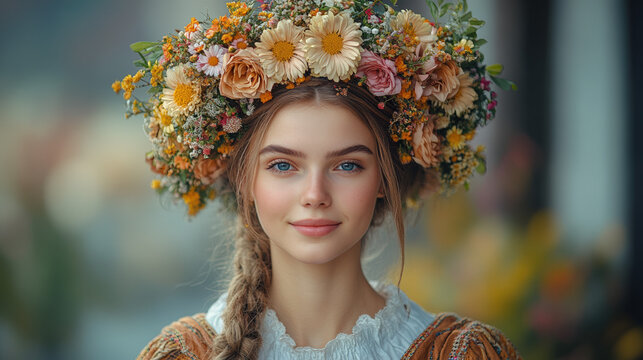 Young woman with floral crown