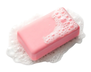 pink soap and towel