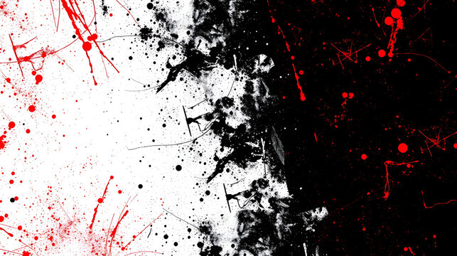 Black and Red Abstract Halftone, Gritty, Grunge Background with Copy space. Sports / Dynamic Backdrop