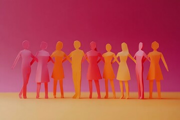 Women Linked Arms Teamwork Achievement Gradient