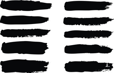 Eight black brush strokes create an abstract artistic texture against a white background