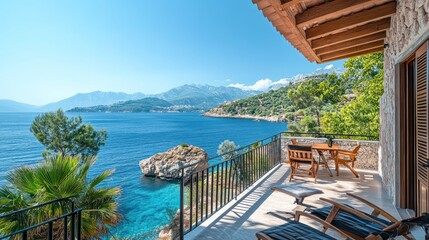 Mediterranean Villa Balcony with Breathtaking Sea View