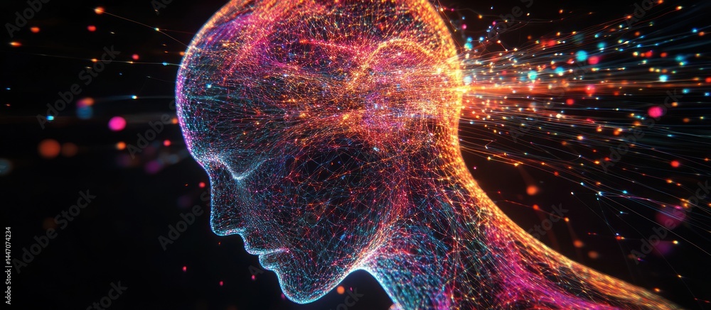 Poster intricate network of connections visualizing complex neurological processes