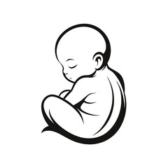 Sleeping Baby Abstract Line Art