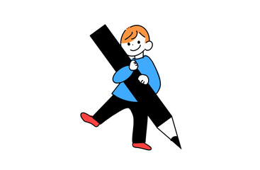 鉛筆を持つ男の子