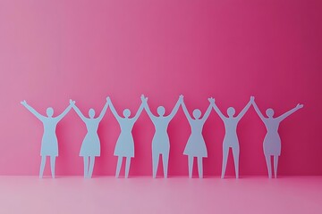 Fototapeta premium Women Standing Together Paper Cutouts Solidarity