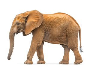 Fototapeta premium A big, isolated elephant, a large mammal with a trunk and tusks, roams wild in its nature