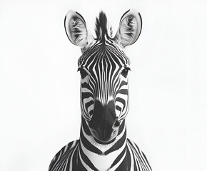 Striking black and white stripes define this wild zebra head portrait, a vector illustration showcasing a mammal in the shape of a heart