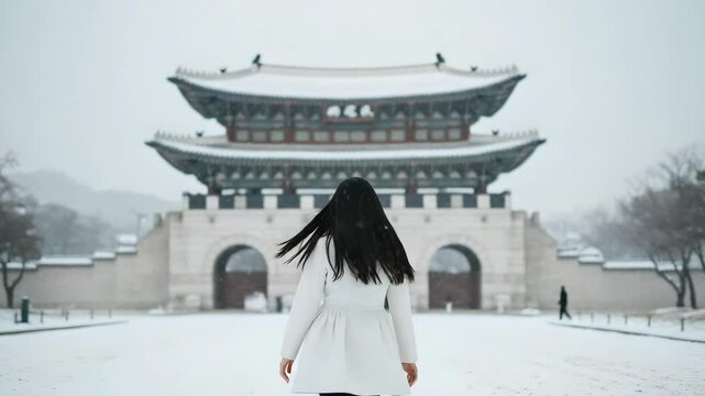 young woman in the snow