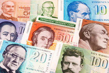 American permanent resident card on Finnish money