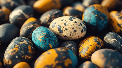 Colorful stones or eggs close up texture background