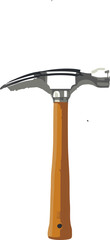 Claw Hammer with Wooden Handle - Construction Tool Illustration