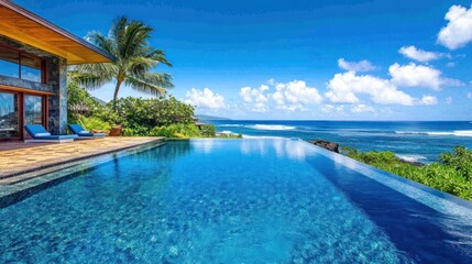 Fototapeta premium Oceanfront Luxury Villa with Infinity Pool