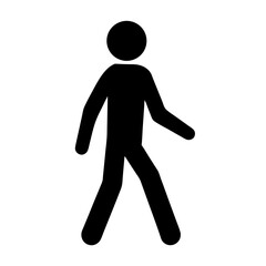 Black silhouette image of a walking person, a simple figure symbol