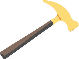 Flat Lay Illustration of a Claw Hammer with Wooden Handle
