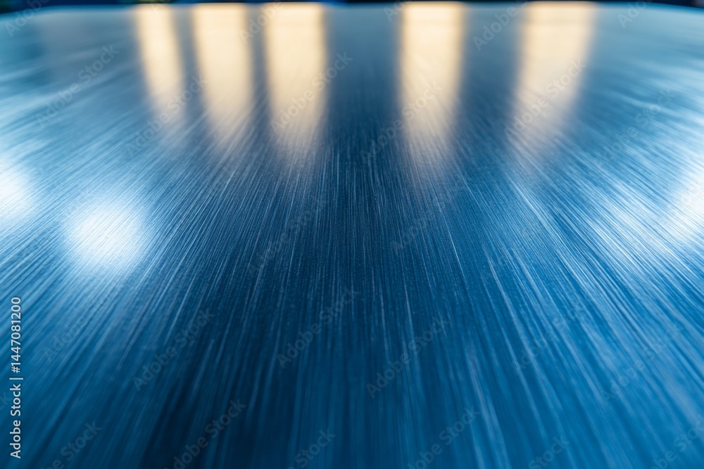 Fototapete single polished metal panel with a small dent highlights unique industrial features while reflecting