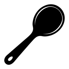 Black and white icon depicting a cooking or stirring spoon graphic