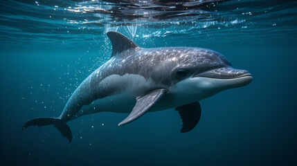 Fototapeta premium Hectors dolphin, endangered dolphin, New Zealand