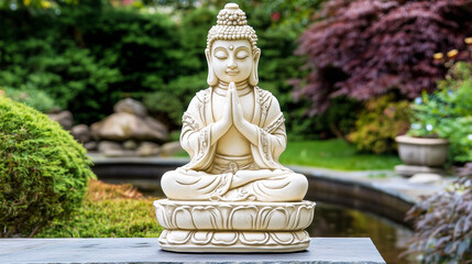 Obraz premium buddha statue in japanese garden setting