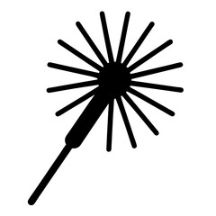 Stylized black silhouette of a handheld sparkler for festive celebrations