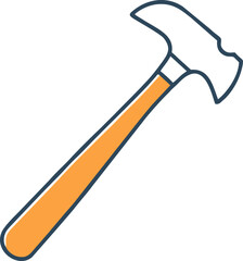 Orange-Handled Claw Hammer Icon Illustration