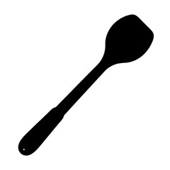 Black silhouette of a spatula cooking utensil isolated on a white background