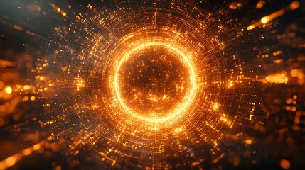 Fototapeta premium Glowing orange ring, cosmic energy