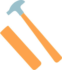 Simple Hammer and Wood Block Illustration