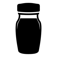 Stylized black and white bottle silhouette with a simple and modern design