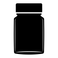 Black and White Silhouette of a Pill Bottle for Health and Wellness